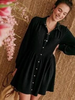 Sezane Leana Shirt Dress Black Size 44 / 12